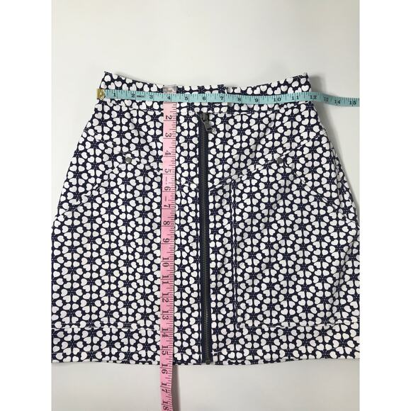 Rebecca Minkoff Marigold Front Zip Mini Skirt Blue White Hearts Spring Summer - Picture 11 of 11
